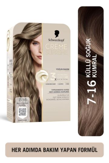 Schwarzkopf Creme Supreme Saç Boyası Full Kit 7-16 Küllü Soğuk Kumral