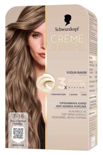 Schwarzkopf Creme Supreme Saç Boyası Full Kit 7-16 Küllü Soğuk Kumral - 2