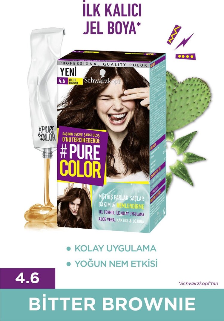 Shwarzkopf Pure Color Jel Saç Boyası 4-6 Bitter Brownie - 1