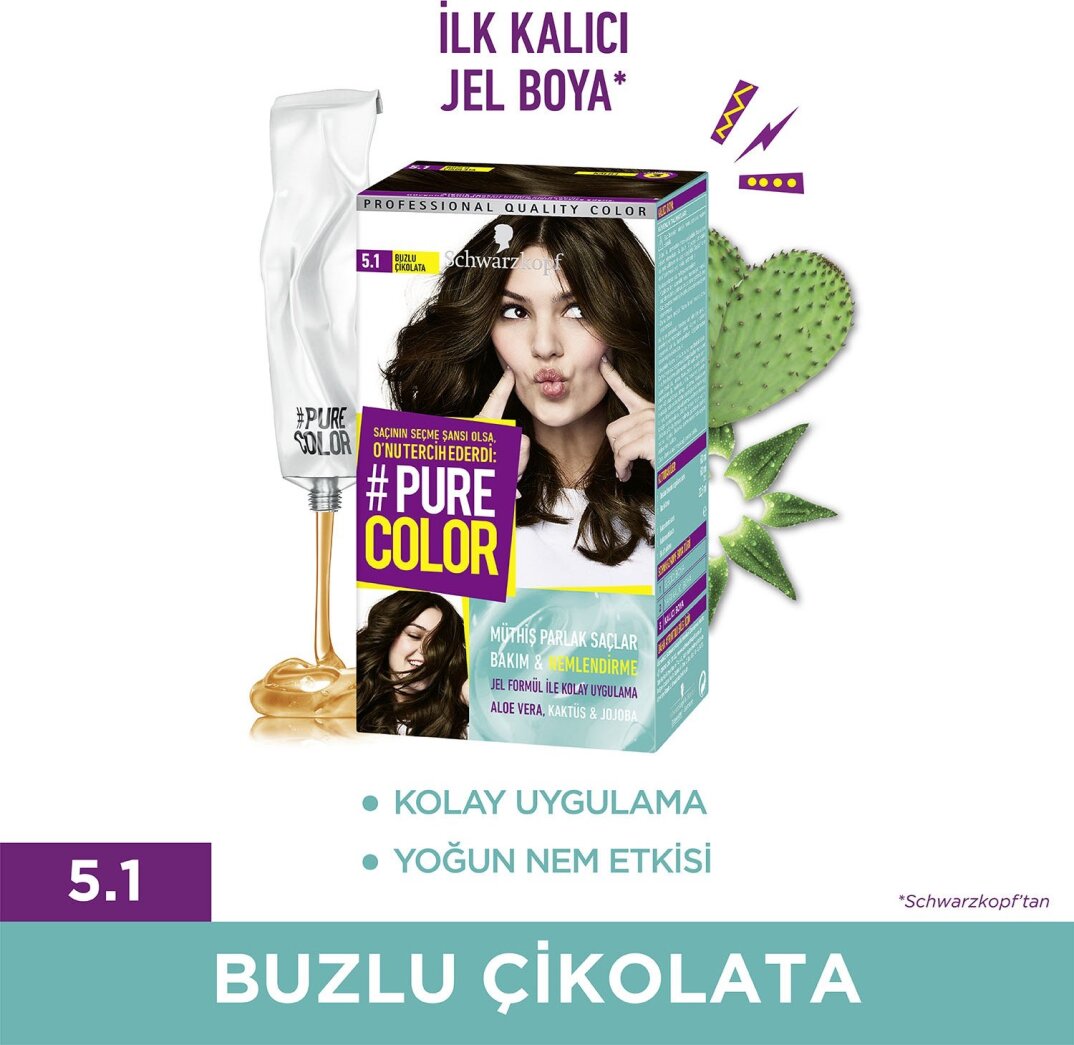 Shwarzkopf Pure Color Jel Saç Boyası 5-1 Buzlu Çikolata - 1