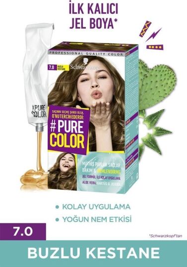 Shwarzkopf Pure Color Jel Saç Boyası 7-0 Buzlu Kestane