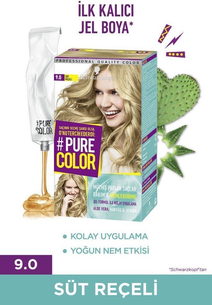 Shwarzkopf Pure Color Jel Saç Boyası 9-0 Süt Reçeli - 1