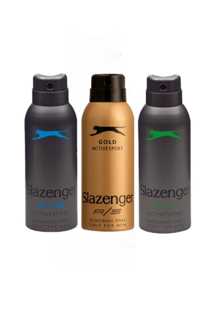 Slazenger Active Sport Gold Yeşil Mavi Deodorant 3x 150ml Set - 1