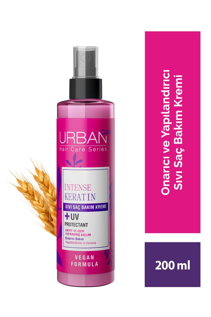 Urban Care Intense Keratin Zayıf ve Yıpranmış Saçlara Özel Onarıcı Sıvı Saç Bakım Kremi-200ml-vegan - 1