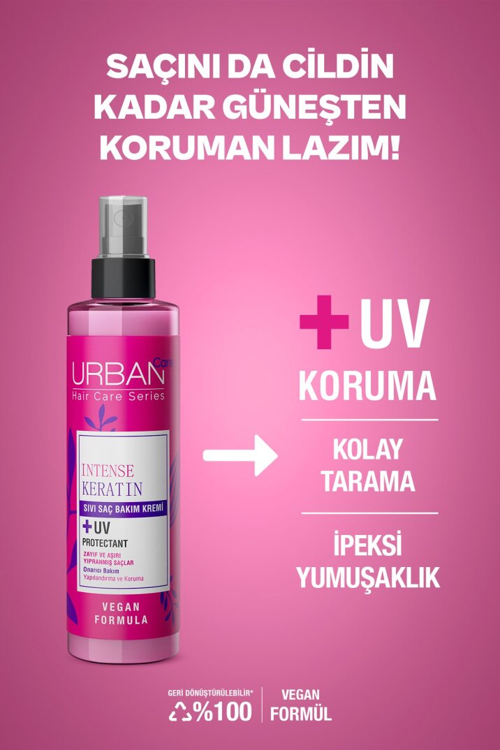 Urban Care Intense Keratin Zayıf ve Yıpranmış Saçlara Özel Onarıcı Sıvı Saç Bakım Kremi-200ml-vegan - 3