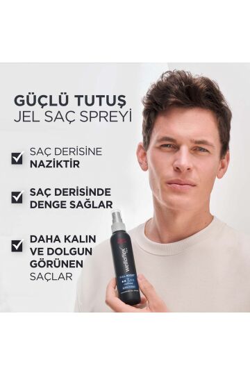 Wella Wellaflex Men Full Boost Kalın Telli Dolgun Görünüm Kafeinli Erkek Jel Saç Spreyi Strong150 ML - 2