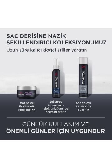 Wella Wellaflex Men Full Boost Kalın Telli Dolgun Görünüm Kafeinli Erkek Jel Saç Spreyi Strong150 ML - 6